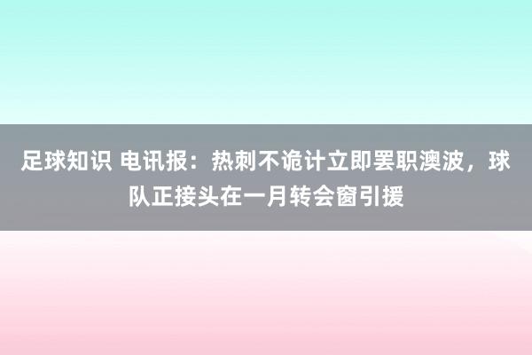 足球知识 电讯报：热刺不诡计立即罢职澳波，球队正接头在一月转会窗引援