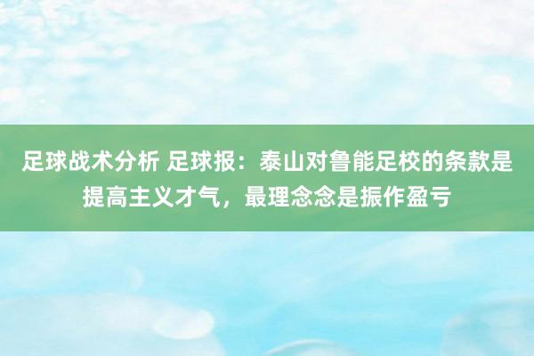 足球战术分析 足球报：泰山对鲁能足校的条款是提高主义才气，最理念念是振作盈亏