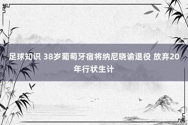 足球知识 38岁葡萄牙宿将纳尼晓谕退役 放弃20年行状生计